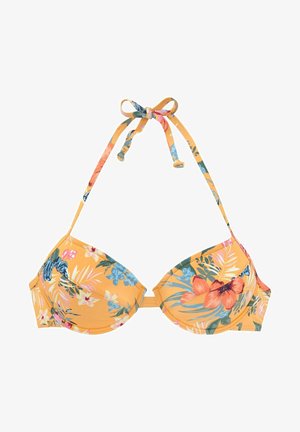 PUSH UP - Bikini pezzo sopra - gelb bedruckt