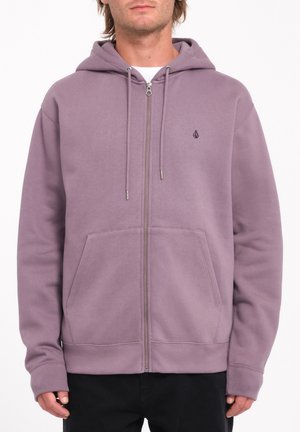 Felpa con zip di colore viola chiaro, in misto cotone. Caratterizzata da una tasca frontale, cappuccio con cordino, polsini a costine e un piccolo logo sul petto.