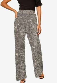 SEQUIN WIDE LEG - Püksid - silver