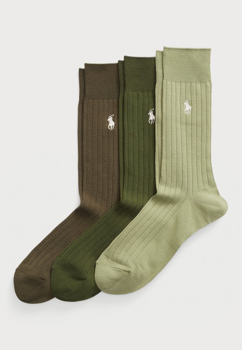 Polo Ralph Lauren RIB KNIT TROUSER SOCK 3 PACK - Sokid - olive
