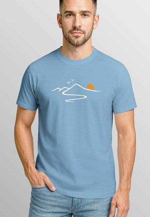 MINIMALISTISCHE BERG-GRAFIK FASHION - Print T-shirt - stone blue