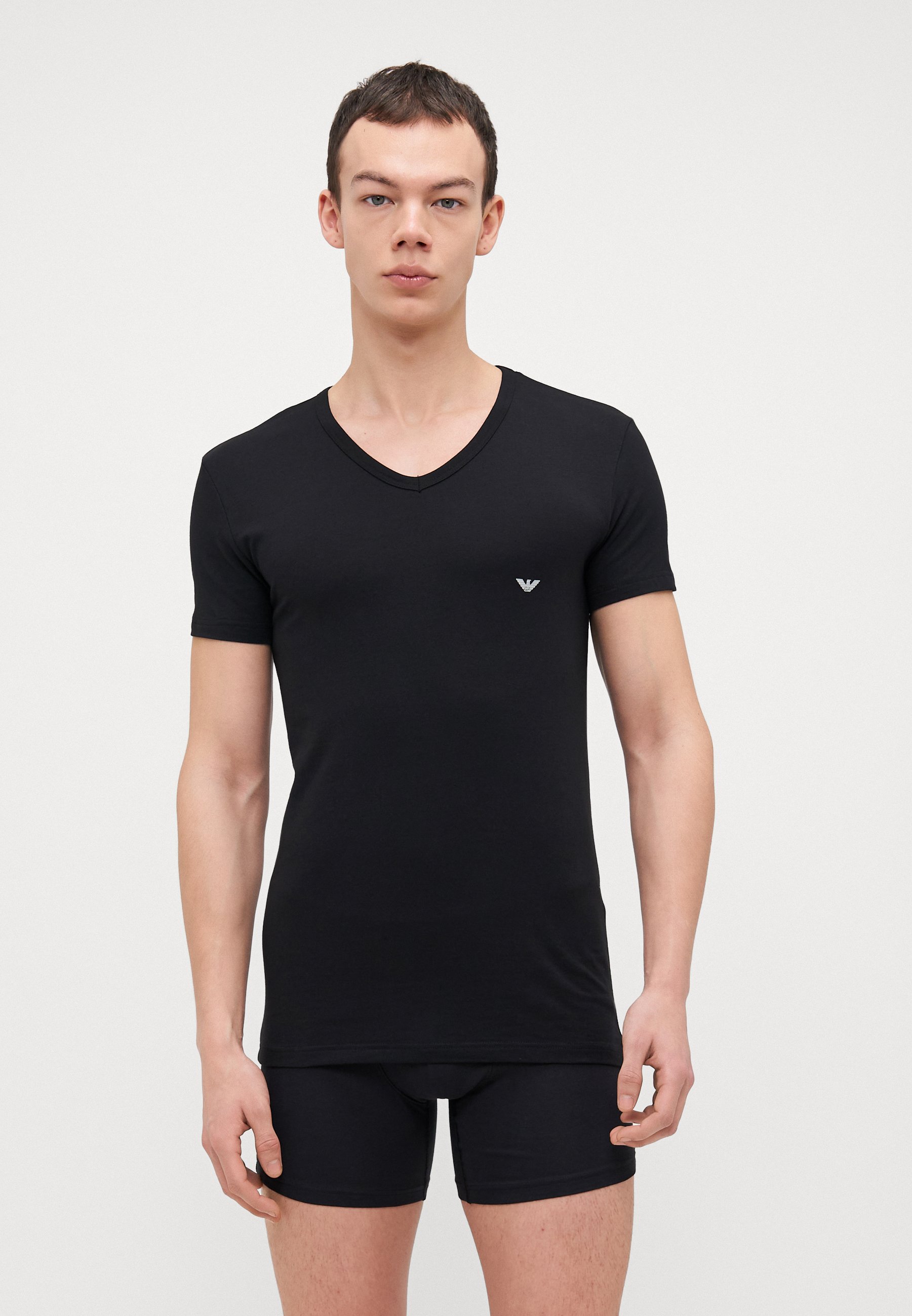 EMPORIO ARMANI 2PACK VネックTシャツ Lサイズ Emporio Armani V NECK 2 PACK - Undershirt - black/gray/black