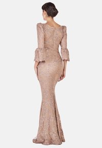Goddiva SCALLOPED LACE MAXI - Iltapuku - beige