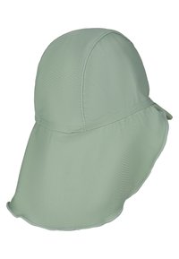 Helle grüne Sonnenmütze aus weichem, leichtem Stoff. Verfügt über eine breite Krempe und ein abgerundetes Design mit einem sauberen Rand für einen angenehmen Sitz.