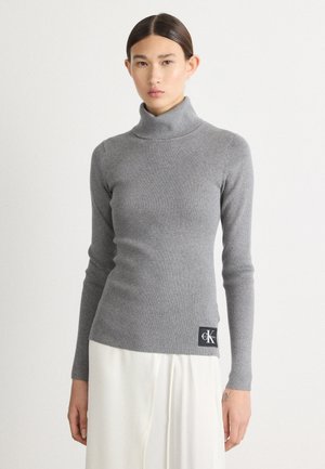 LABEL ROLL NECK - Pulóver - grey heather