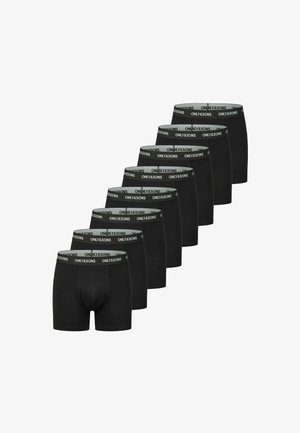 Boxers noirs en tissu doux, avec une ceinture élastique portant l'inscription « ONLY&SONS ». Ensemble de plusieurs paires disposées en rangée.