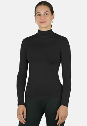 MERINOPULLOVER MIT STEHKRAGEN ROLLKRAGENPULLOVER FEINSTRICK WINTER WOLLPULLOVER  - Langarmshirt - schwarz
