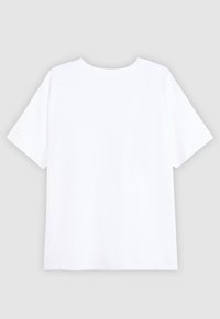 Witte korte mouwen t-shirt, ronde hals, gemaakt van gladde katoenstof, met een eenvoudig, effen ontwerp zonder patronen of accenten.