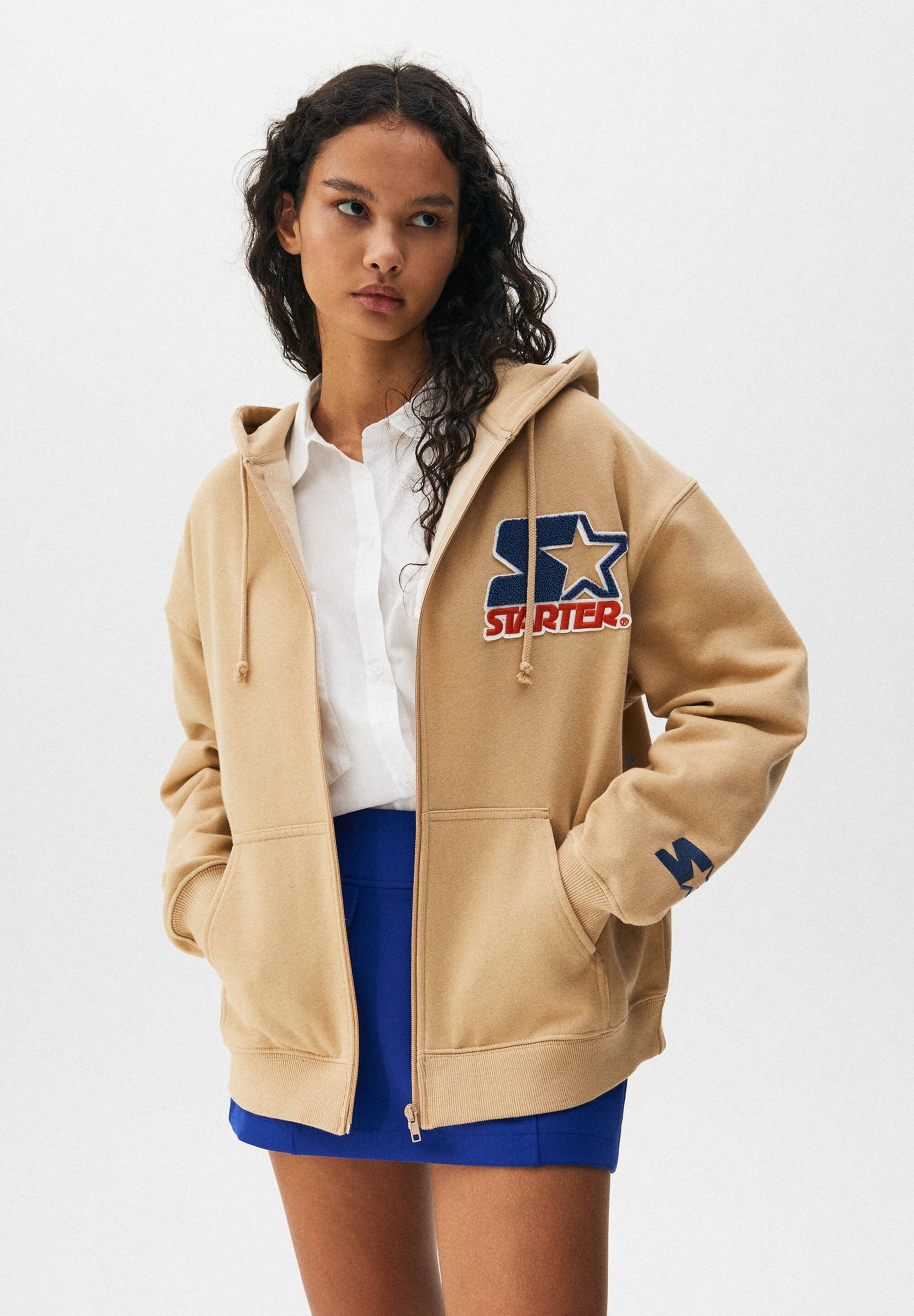 PULLu0026BEAR STARTER - Zip-up sweatshirt - brown - Zalando.de