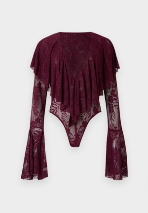 LONG SLEEVE RUFFLE - Μπλούζα - plum