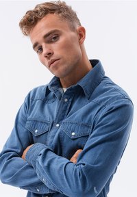 Ombre LONG SLEEVE PRESS STUDS - Overhemd - blue denim