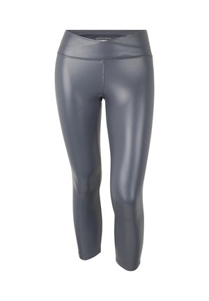 GLOSSY-EFFECT 7/8 LENGTH REGULAR WAIST CRISS-CROSS - Leggings - grey