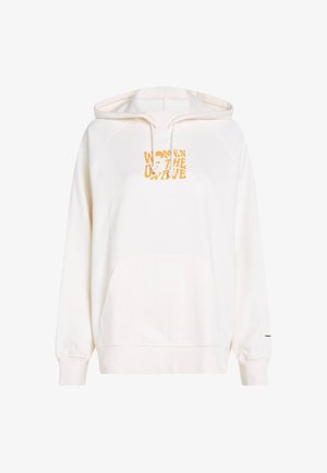 Felpa crema realizzata in tessuto morbido, dotata di tasca frontale, cappuccio con coulisse e grafica gialla "WOMEN OF THE WAVE". Polsini e orlo a costine.