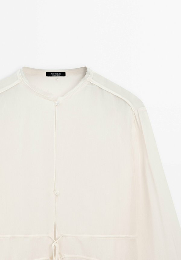 SEMITRANSPARENT FLOWING WITH BOWS - Button-down blouse - beige2