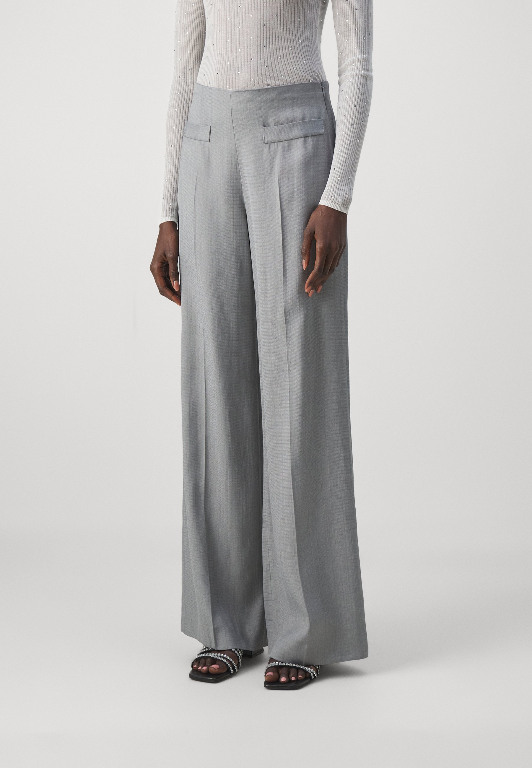 【IONSEOUL】Digan Paris Wide Slacks (4color) 5FM0220 sandro PANTALON - Trousers - gris clair/grey - Zalando