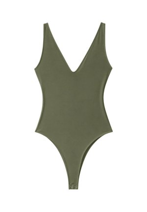 Stradivarius, V-NECK BODYSUIT - Top - khaki