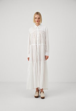 Pinko DOLCE VITA CHEMISIER RICAMO SANGALLO PIAZZATO - Robe longue - white