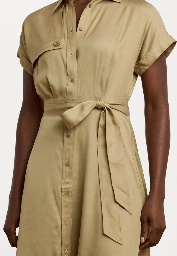 Belted Twill Short Sleeve Shirtdress - Shirt dress - camel2