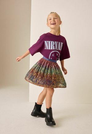 Next, REGULAR FIT - PULL ON SEQUIN SKIRT - A-Linien-Rock - pink green ombre