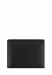 Black leather wallet with a textured finish, rectangular shape, and clean edges. No visible hardware or accents.