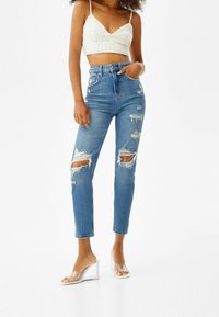 Bershka Jeans Slim Fit - dark-blue denim