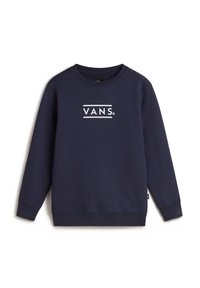 Felpa blu navy in misto cotone, con collo a giro, polsini e orlo a costine, caratterizzata da un logo "VANS" bianco sulla parte frontale.
