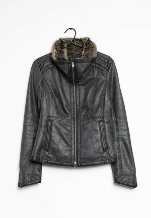 Armani Jeans Leren jas - black