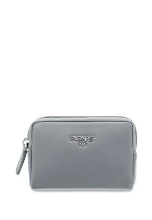 Compact gray leather zippered wallet with a silver Picard 1928 logo centered on the front against a white background.
