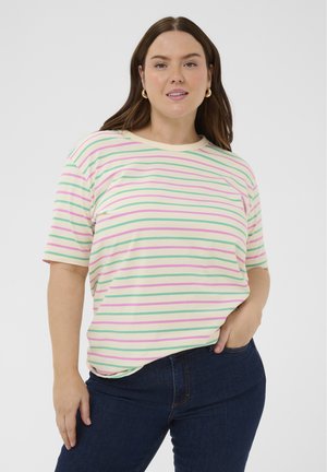KCWINNI 1/2 SLEEVE  - Print T-shirt - ant. white green pink stripe