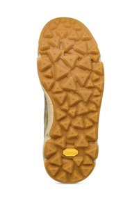 Suola Vibram caratterizzata da una gomma texturizzata di colore gommato con motivi triangulari per una migliore aderenza. Tacco arrotondato e bordi rinforzati.