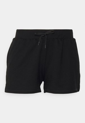 Svarte shorts laget av myk, lett materiale med elastisk liv og snor. Har sidelommer og et enkelt design.