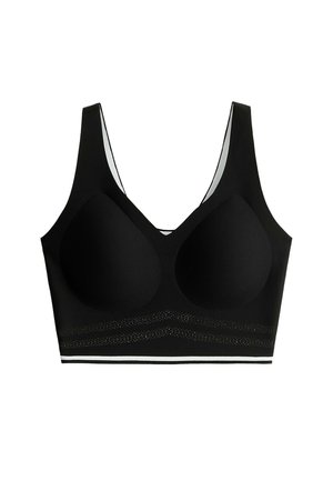 OYSHO, PERFECT-ADAPT MEDIUM-SUPPORT SPORTS BRA WITH PIPING - Brassière - black