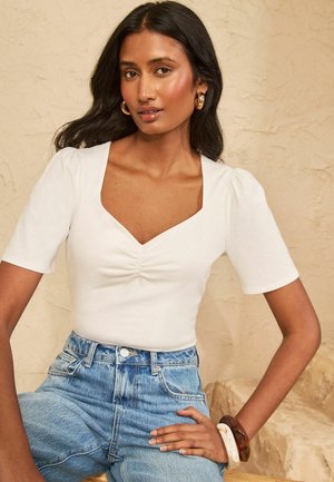 Love & Roses, SWEETHEART NECK SHORT SLEEVE TOPS 2 PACK - Trükipildiga T-särk - black and white