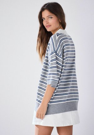 Next, REGULAR FIT - SUPERSOFT SHORT SLEEVE KNITTED POLO TOP - Poloshirt - grey blue stripe