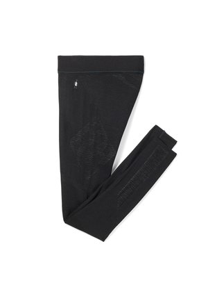 Schwarze Leggings mit einem strukturierten Muster in Diamantdesign. Hergestellt aus einem dehnbaren Material, haben sie einen breiten Bund und nahtlose Seiten.