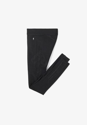 Black leggings with a textured pattern featuring a diamond design. Made from a stretchy material, they have a wide waistband and seamless sides.