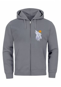 Neverless POLYGON WOLF WALD  MOTIV FASHION - Zip-up sweatshirt - grey
