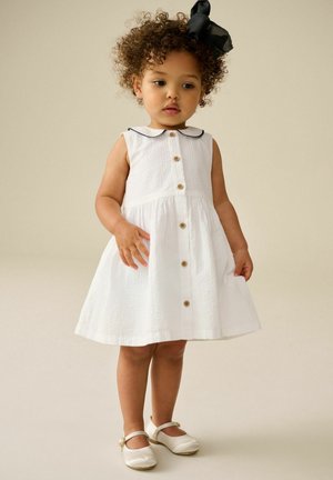 REGULAR FIT - SLEEVELESS COLLAR - Vestido camisero - white