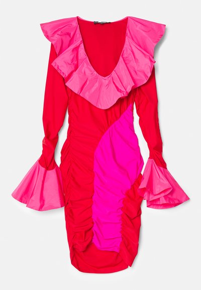 Ahluwalia ROSIE RUFFLE DRESS - Vestito di maglina - red/pink