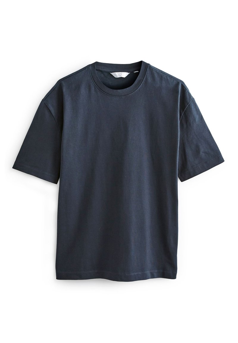 Gildan T-shirt Uomo A Maniche Corte – Bianco/Blu Navy – Small – 100% Cotone Prelavato