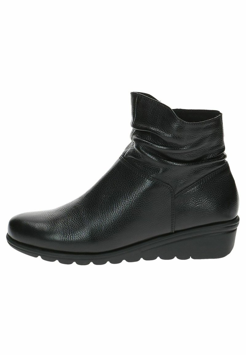 Caprice Women's Ankle Boots - Black Suede & Crocodile Look With Side Zippers & OnAir AntiShokk Heel