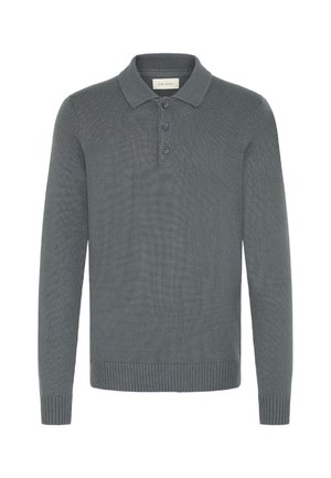 Hallide hallaste varrukatega polo-sviiter, mis on valmistatud kudumisriidest. Sellel on ribapatterniga krae, kolme nupuga kinnitamine ning ribapatterniga mansetid ja serv.