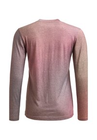 Long-sleeve shirt featuring a gradient pattern from pink to grey, made of soft fabric with a smooth texture and round neckline.