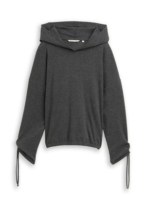 Halli hallid sweatshirt, millel on pikad varrukad ja nöörid randmete juures. Rikkalikult pehmest, tekstureeritud kangast valmistatud lõdva lõikega.