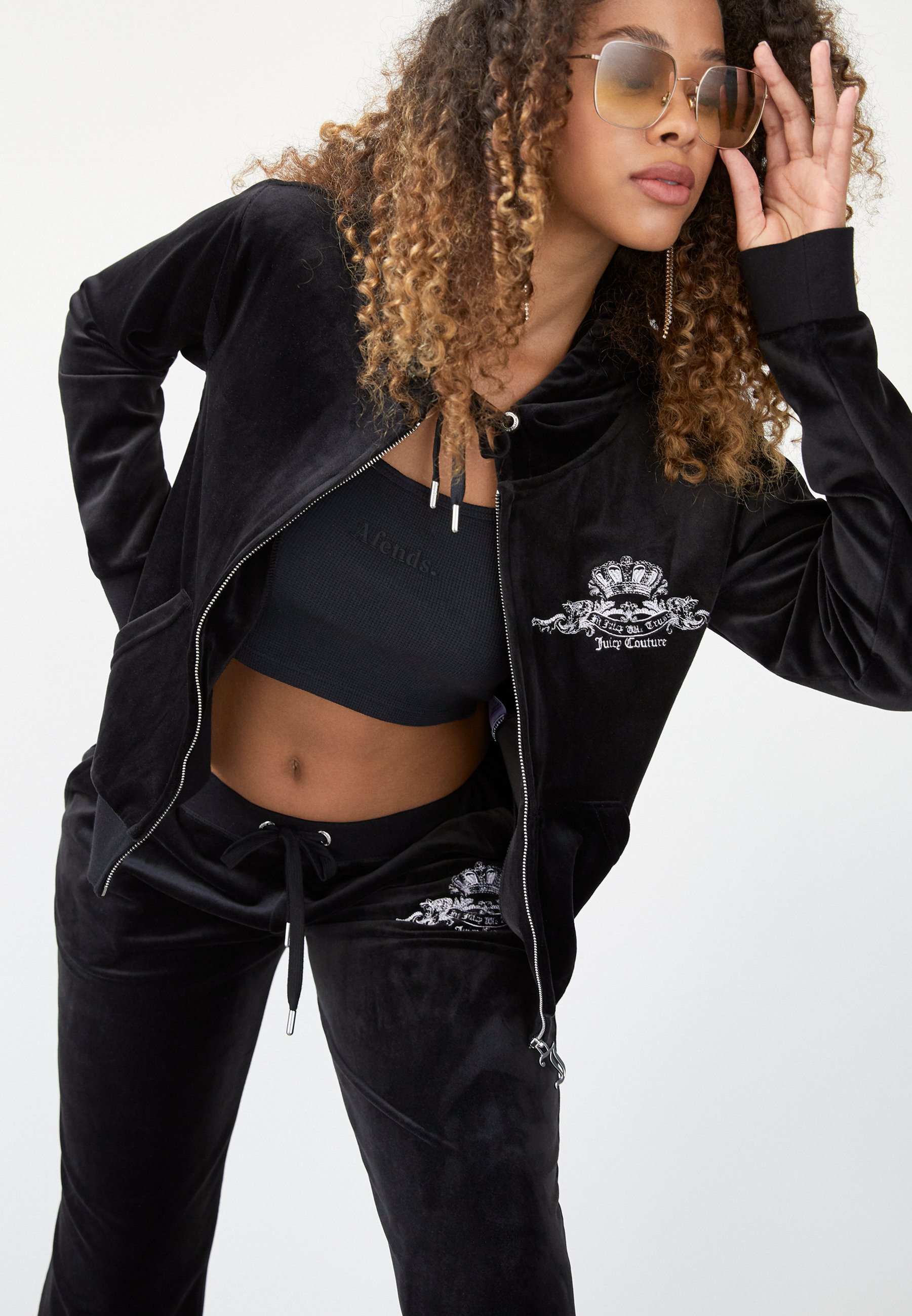 Juicy Couture ANNIVERSARY CREST HOODIE - Sweater met rits - black/zwart -  Zalando.nl