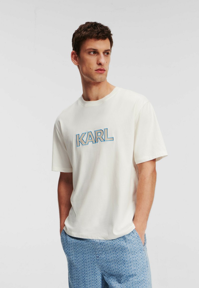 KARL LAGERFELD RELAXED MONOGRAM LOGO - Marškinėliai su spaudiniu - pristine