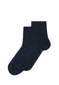 Mørkeblå crew-sokker med en tekstureret strik, let foldet manchet, blødt stof og sømløst tådesign.