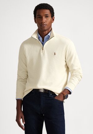 ESTATE-RIB QUARTER-ZIP PULLOVER - Stickad tröja - parchment cream
