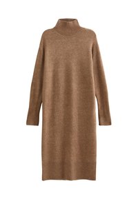 HIGH NECK BACK SLIT MIDI  - Gebreide jurk - mink