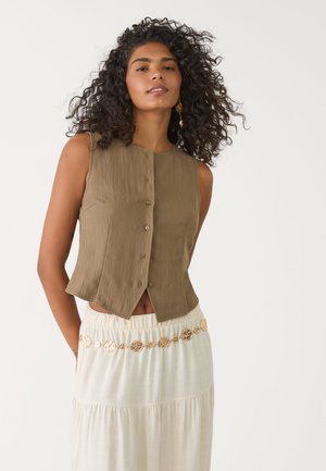 Stradivarius TEXTURED WITH BUTTONS - Weste - camel